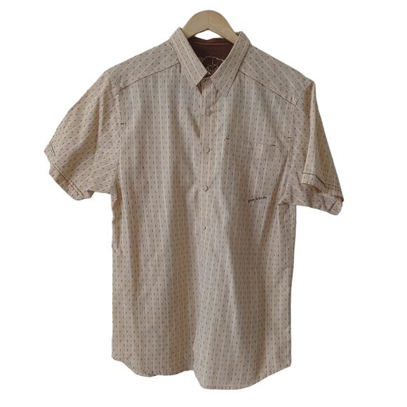 Vintage prAna Mens Shirt Size Large Organic Cotton Tan Brown Button Down Top L - Picture 1 of 7